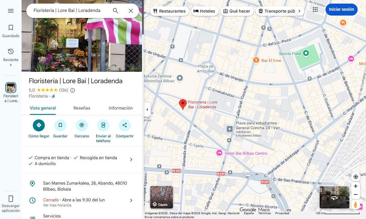 Ficha de Google Maps de Lore Bai
