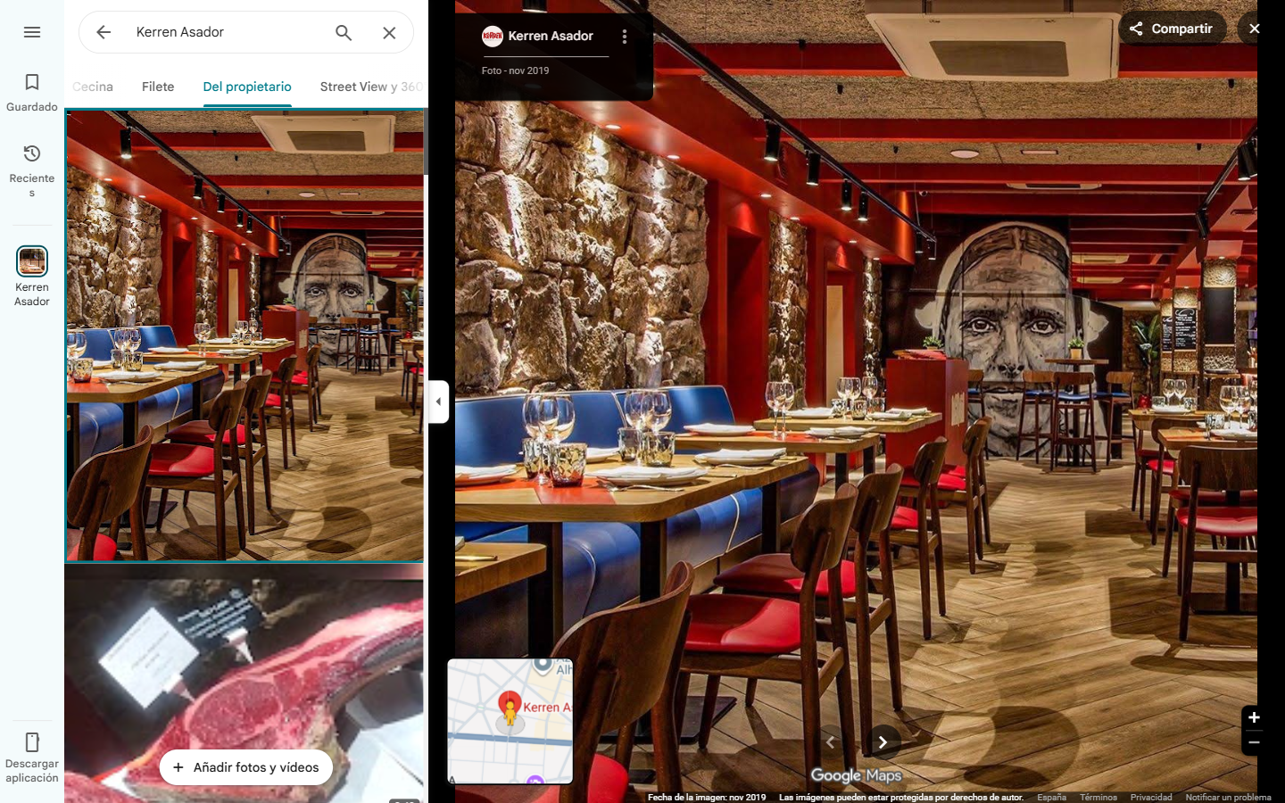 Sala de Kerren: piedra, mural y rojo